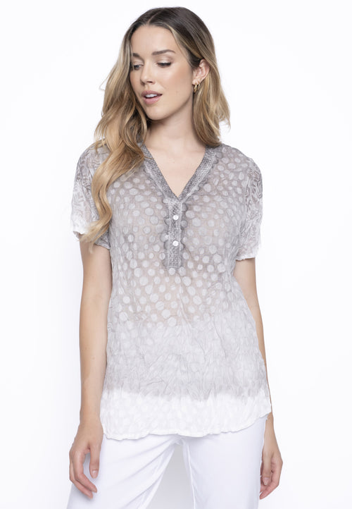 Half-Button Crinkled Top Front View