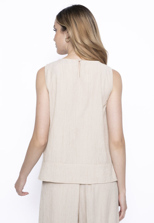 Pleated Button Trim Tank Back View