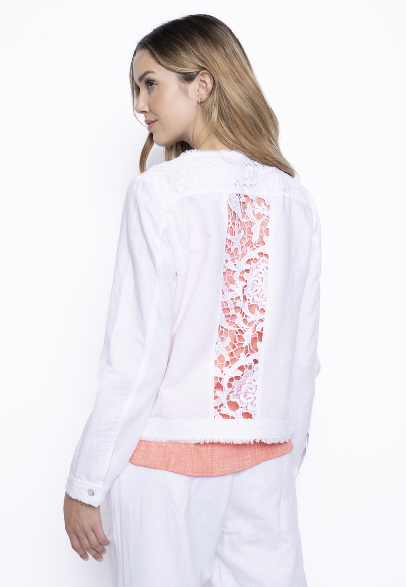Lace Trim Button-Front Jacket Back View