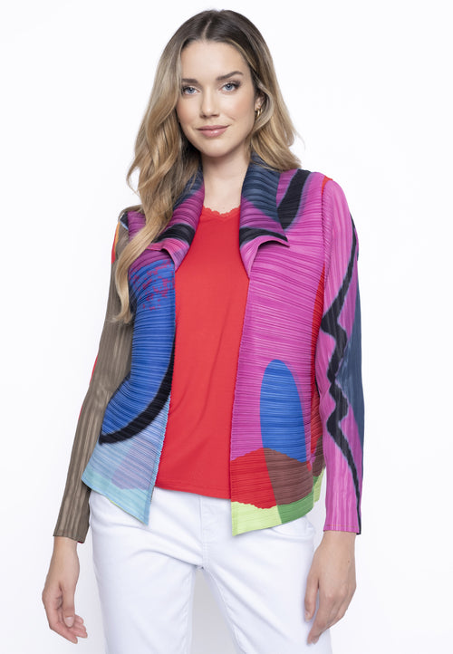 Multi Color Pleated Jacket Front View