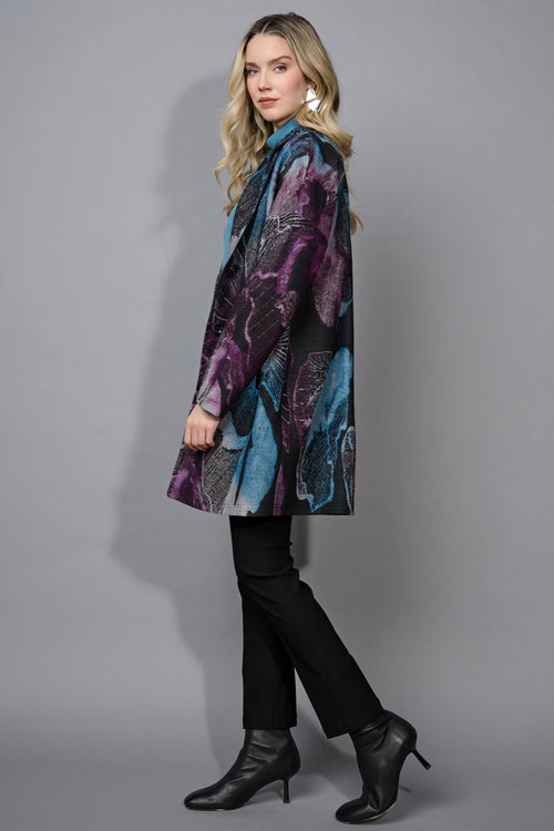 Clipped Jacquard Button-Front Jacket