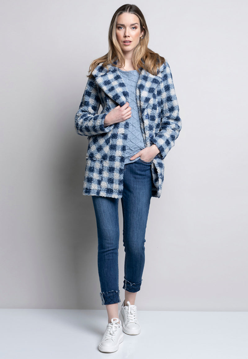 Button-Front Checker Fleece Jacket