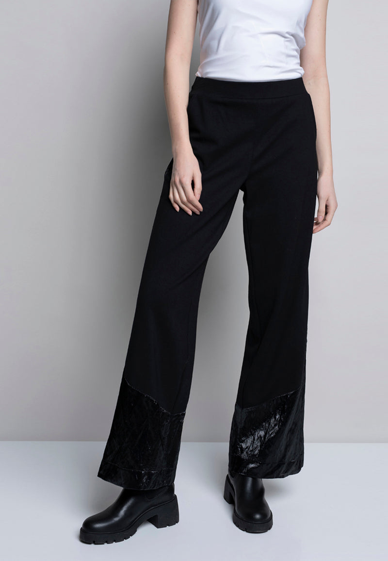 Wide-Leg Pants With Waxed Inserts Front View