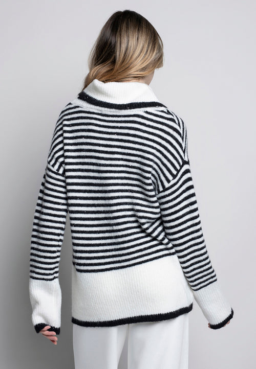 Cowl Neck Stripe Top Back View