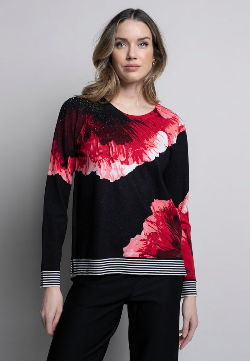 Printed Floral Sweater Top