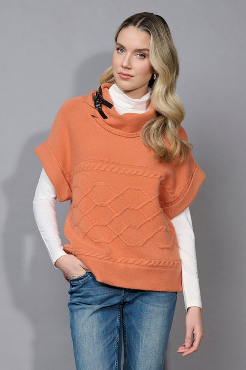 Cable Pattern Top With Pleather Toggle