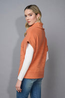 Cable Pattern Top With Pleather Toggle