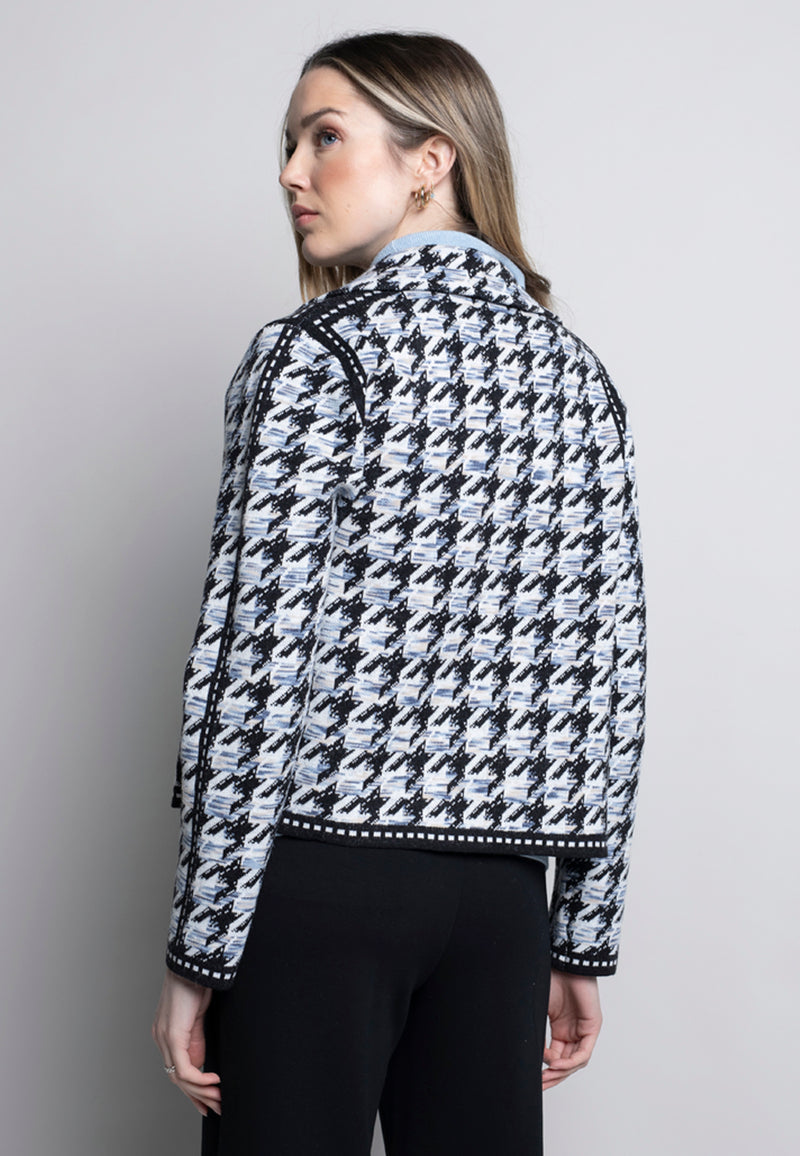 Houndstooth One-Button Short Jacket