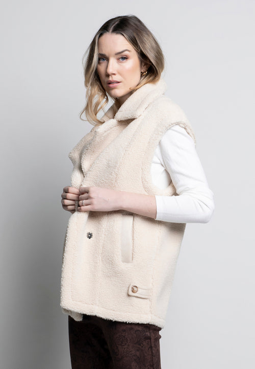 Oversized Faux Shearling Vest Side View