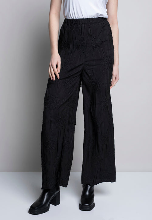 Wide-Leg Embossed Pants Front View