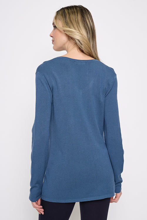 Long-Sleeve V-Neck Top Back View