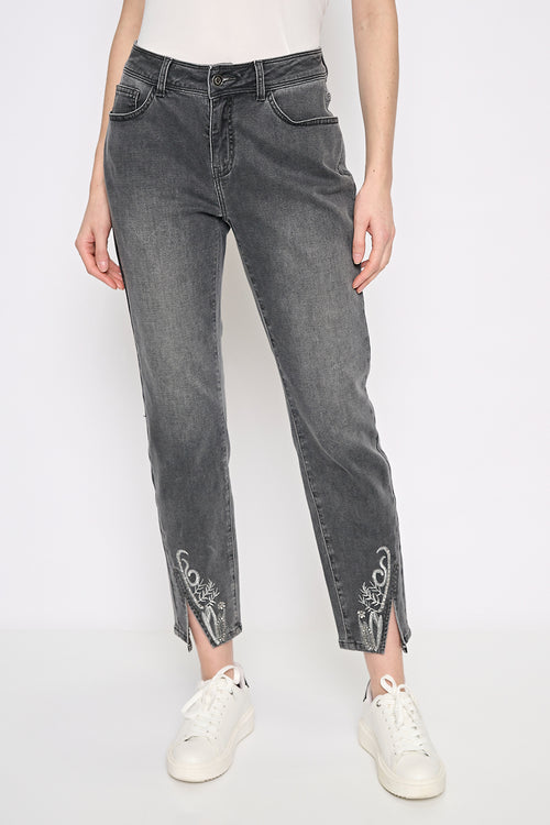 Front Slit Ankle-Length Jeans Front View