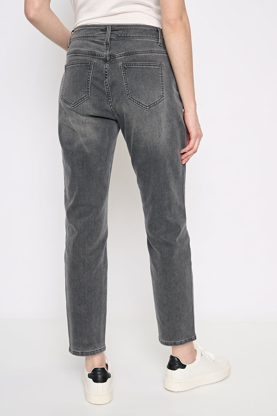 Front Slit Ankle-Length Jeans Back View