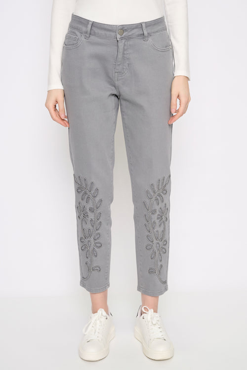 Soutache Ankle Length Jeans Front View