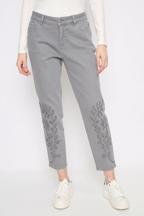 Soutache Ankle Length Jeans Front View