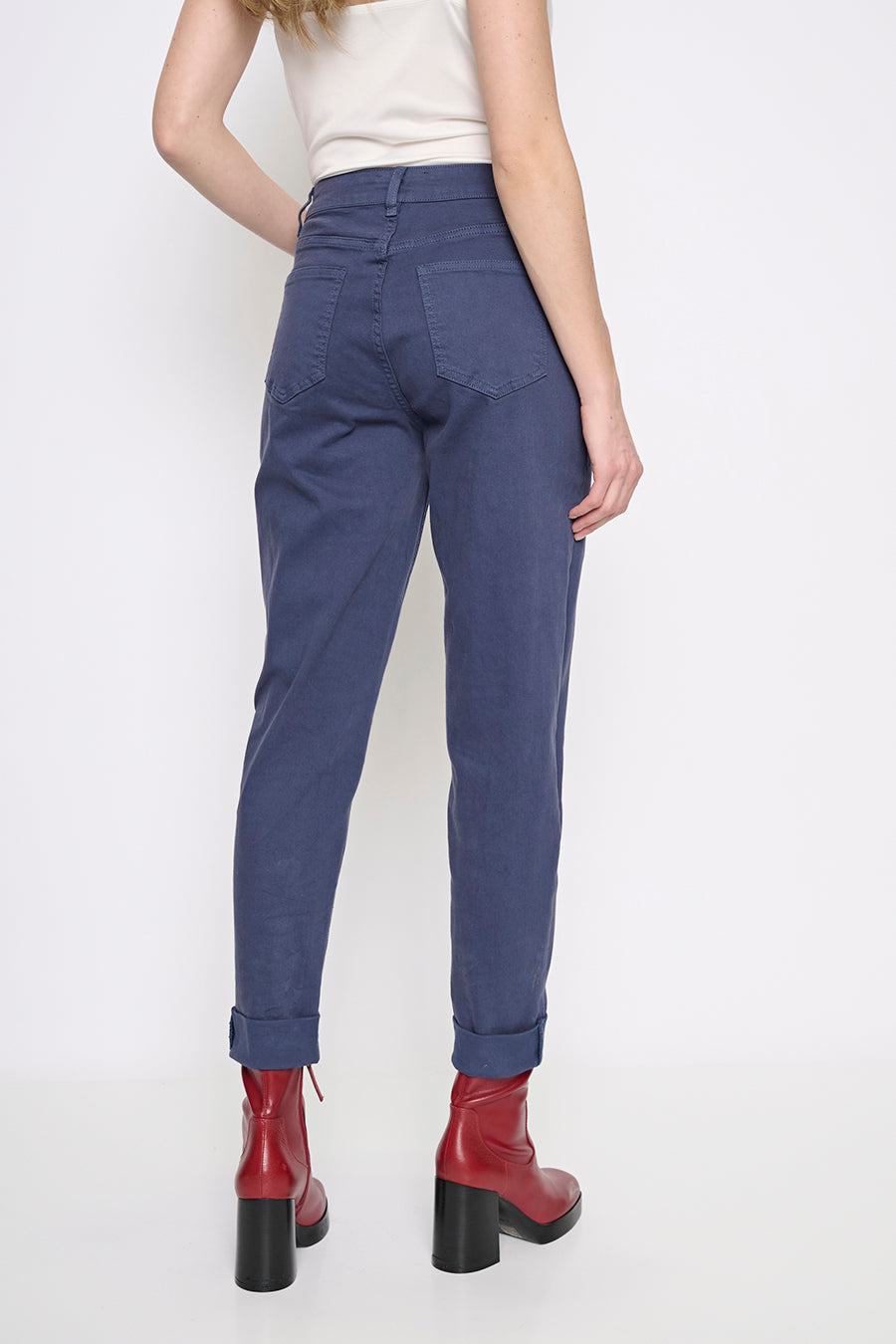 Cuffed Ankle-Length Jeans Back View