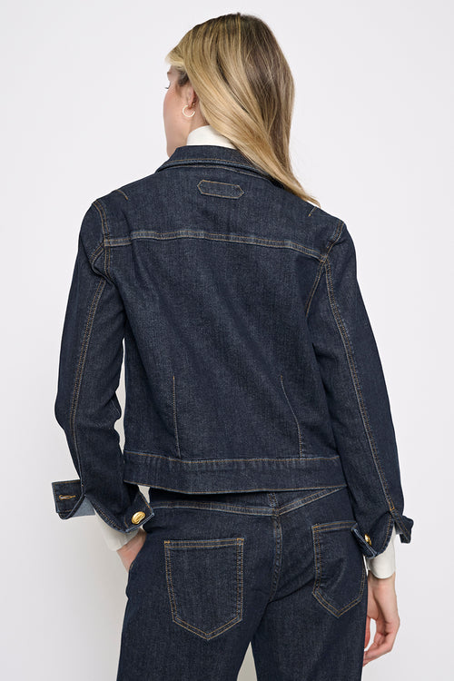 Gold Button Denim Jacket Back View