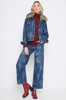 Fur Collar Denim Jacket Full Length