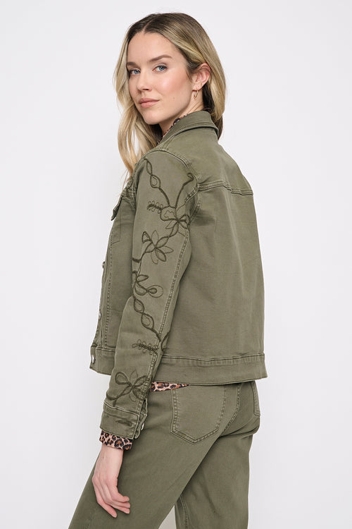 Embroidered Denim Jacket Side View