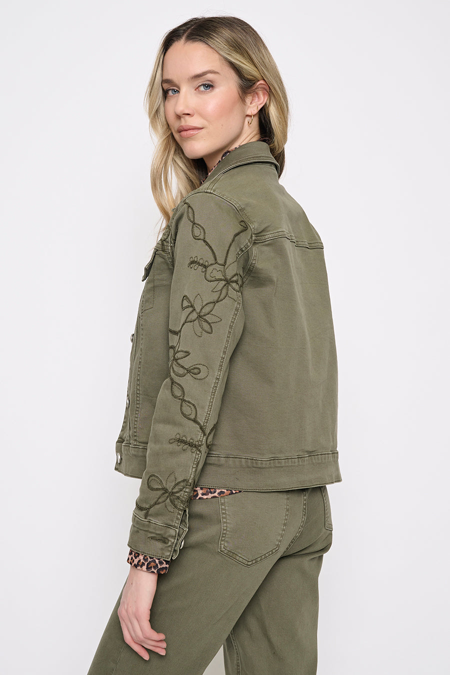 Embroidered Denim Jacket Side View