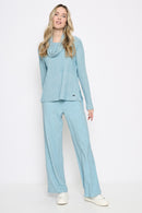 Textured Jacquard Wide-Leg Full-Length Pants Full Length