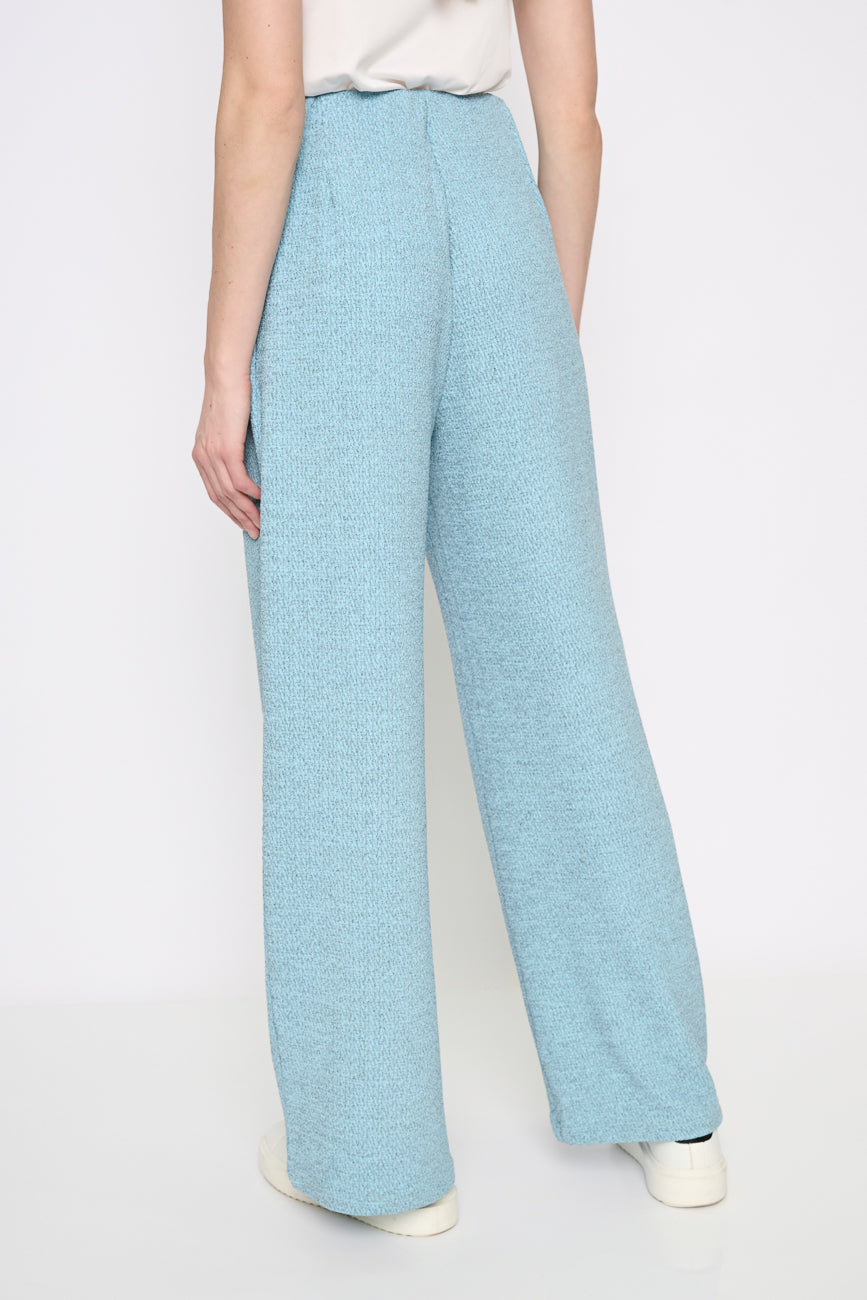 Textured Jacquard Wide-Leg Full-Length Pants Back View