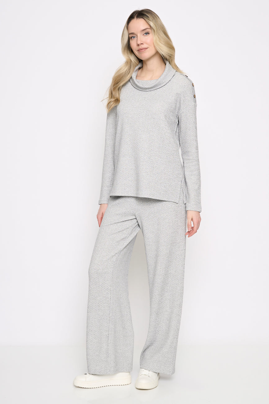 Textured Jacquard Wide-Leg Full-Length Pants Full Length