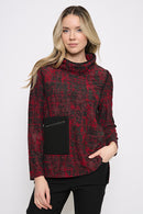 Draped Neck 1-Pocket Top Front View