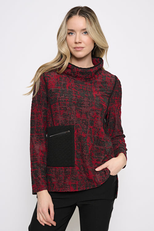 Draped Neck 1-Pocket Top Front View