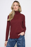Lettuce Edge Turtleneck Top Front View