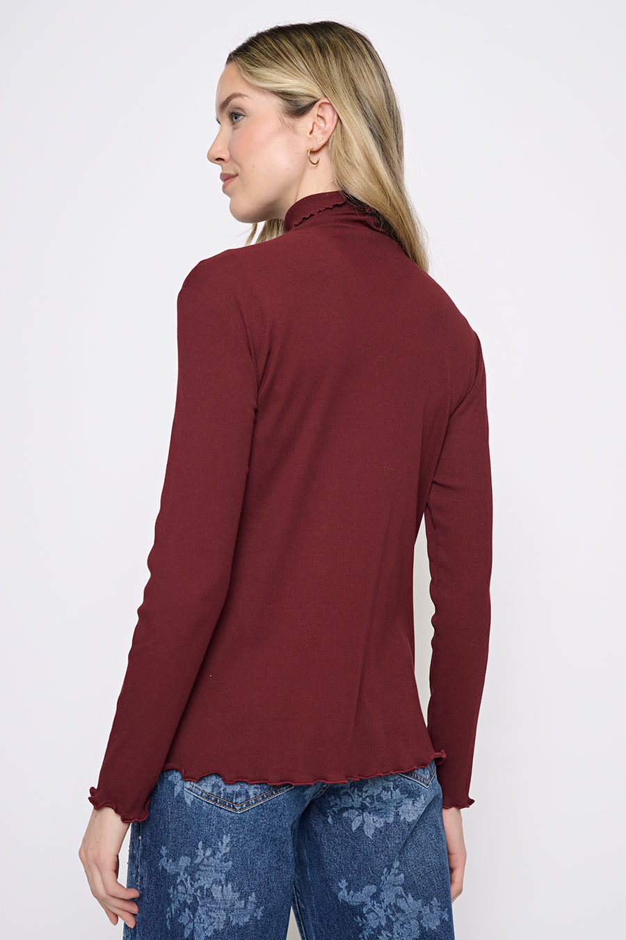 Lettuce Edge Turtleneck Top Back View