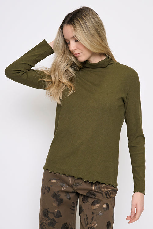 Lettuce Edge Turtleneck Top Front View