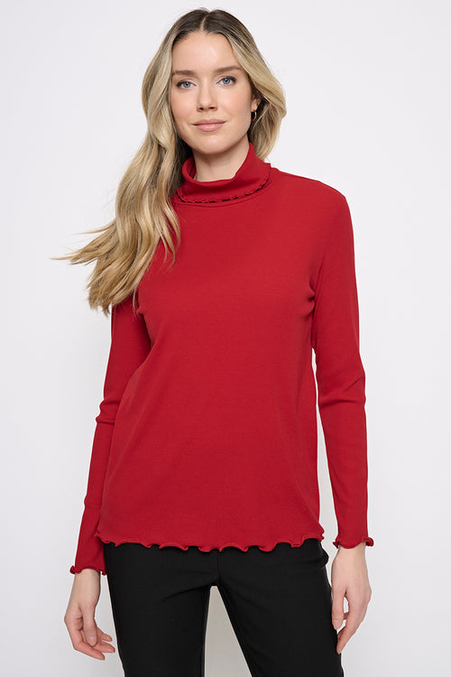 Lettuce Edge Turtleneck Top Front View