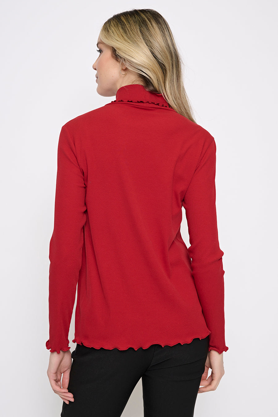 Lettuce Edge Turtleneck Top Back View