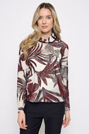 Long-Sleeve Draped Neck Top Front View