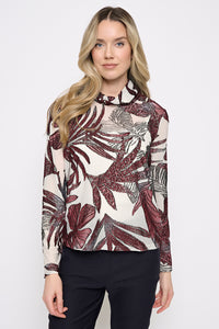 Long-Sleeve Draped Neck Top