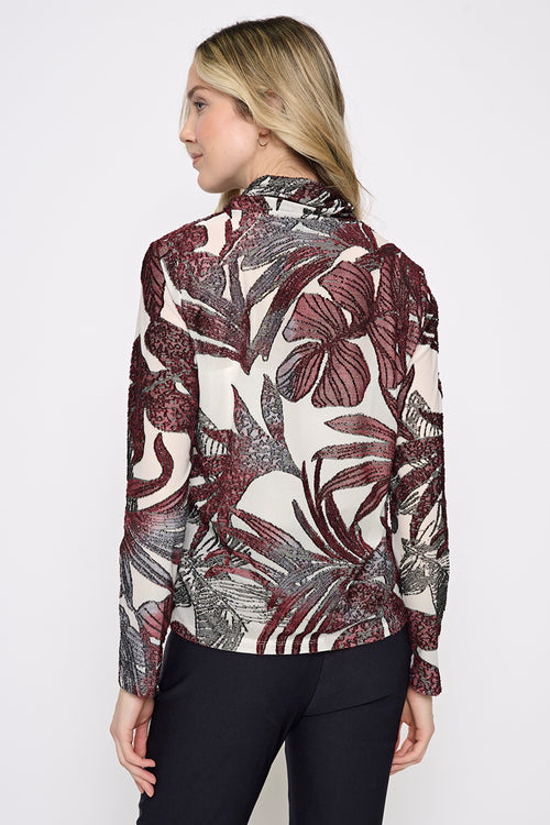 Long-Sleeve Draped Neck Top Back View