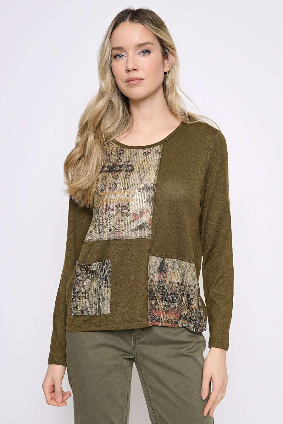 Long-Sleeves 1-Pocket Top Front View