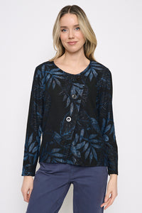 Button-Trim V-Neck Top
