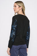 Button-Trim V-Neck Top Back View