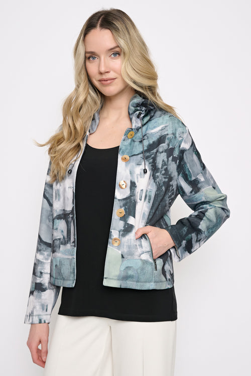 Ruched Collar Jacket Front View