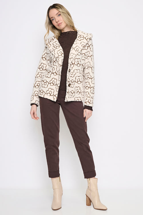 Button-Front Short Hooded Jacket Full View