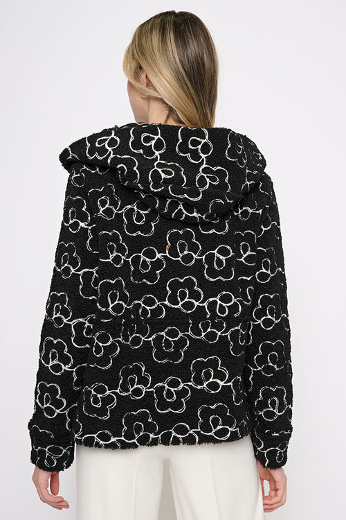 Button-Front Short Hooded Jacket Back View