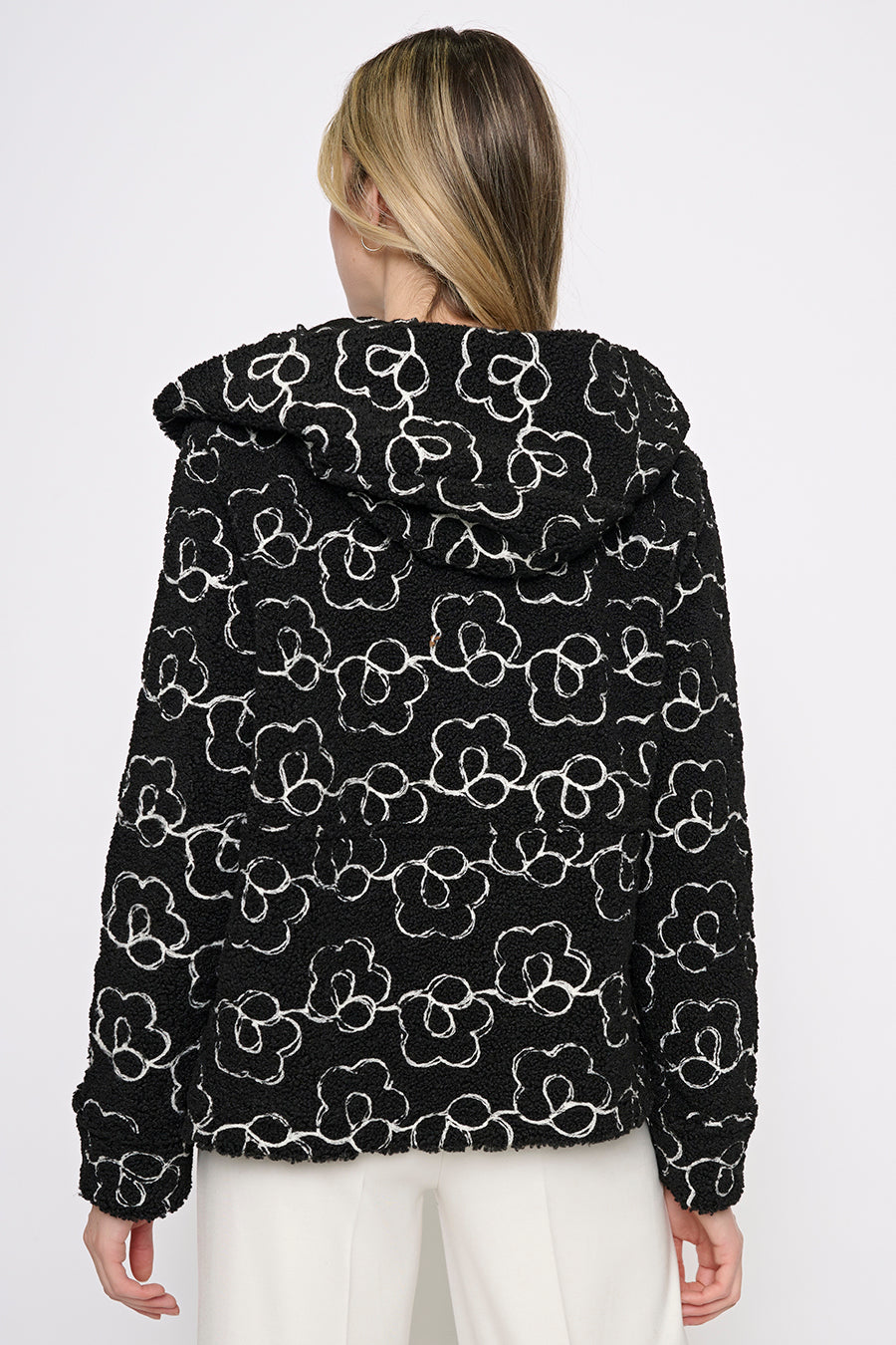 Button-Front Short Hooded Jacket Back View