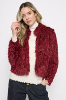 Faux Feather Short Jacket Front View