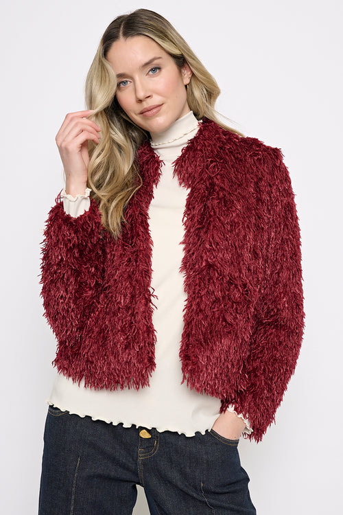 Faux Feather Short Jacket Front View