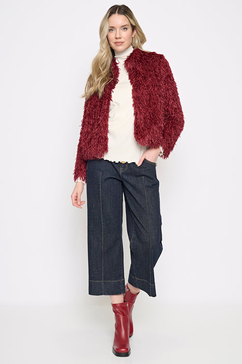 Faux Feather Short Jacket Full Length