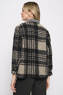 Toggle Clasp Plaid Short Jacket Back View