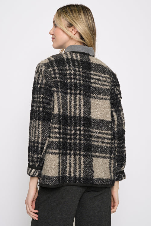Toggle Clasp Plaid Short Jacket Back View