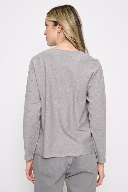 Grey Color Blocking Top Back View